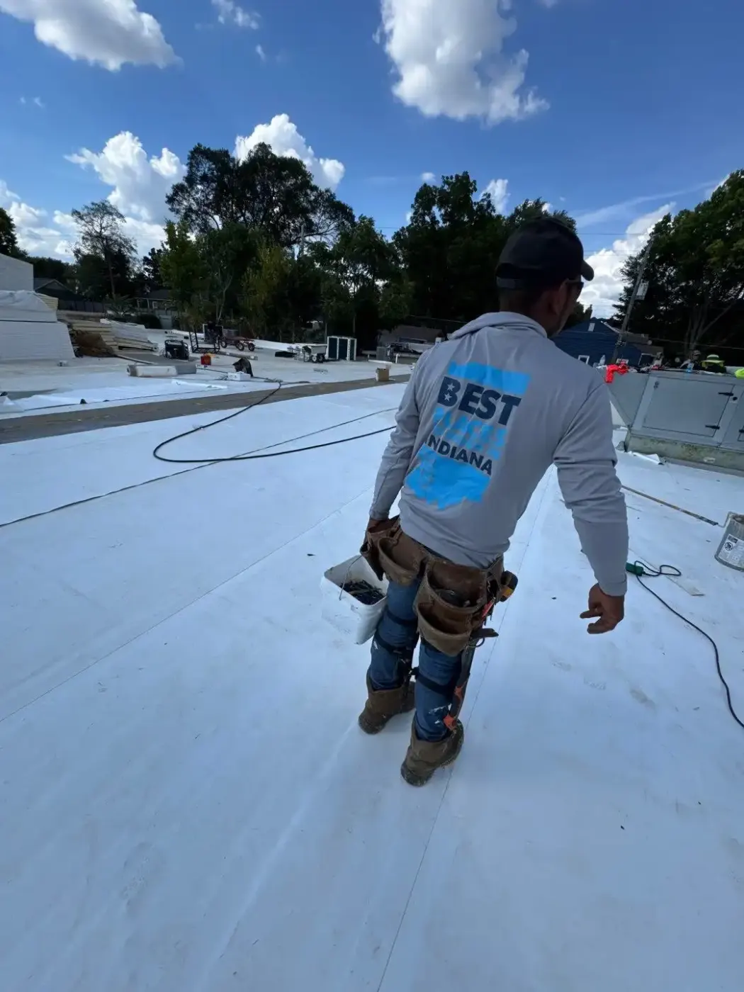 Tarping and dry-in on a Old Town Carmel commercial roof